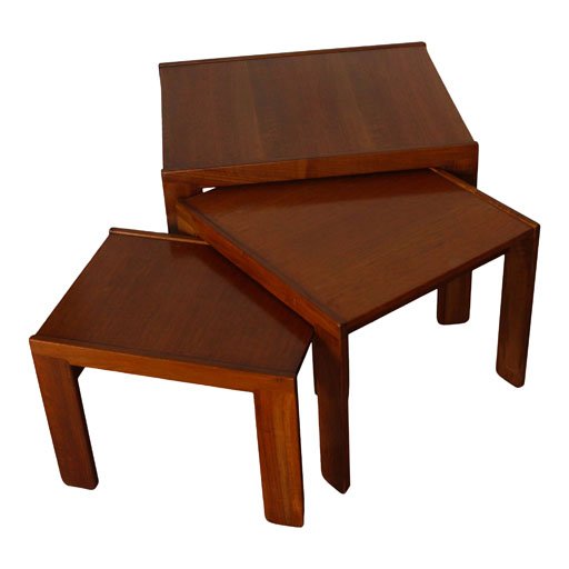 Afra & Tobia Scarpa Model 777 Walnut Nesting Coffee Tables for Cassina, 1965